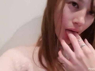 Masturbate with glass vibrator