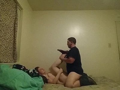 Young amateur girl suck and fuck Fat guy in their bedroom