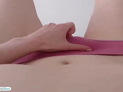 Shy teen plays with her pussy play through panties POV