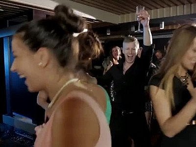 ANNA POLINA with black stockings fucks in threesome