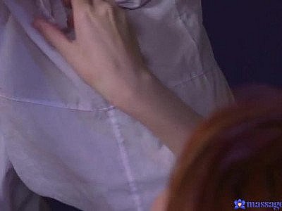 Teen redhead Anne Swix gets her oiled pussy massaged