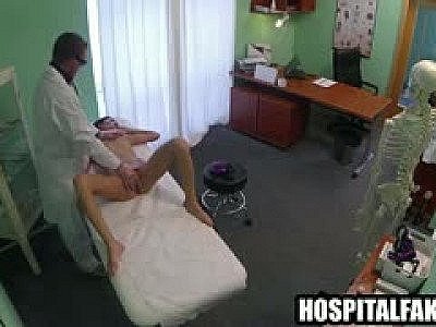 Horny doctor licks and fingers his patients pussy