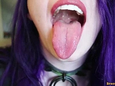 Goth girl spit tongue fetish