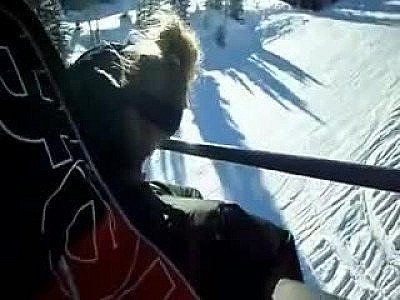 Chair Lift Blowjob by a blonde