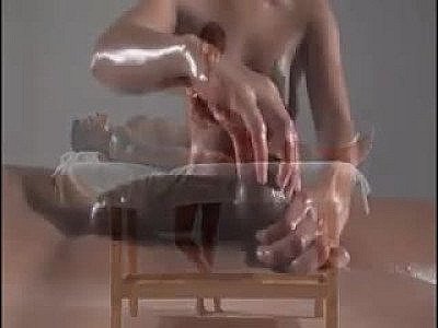 Erotic massage of his big cock and balls