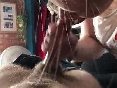 Cute college girl giving CFNM blowjob and yes she swallows