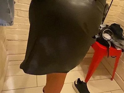 Fitting Leather Outfit, Ends With Cum On Skirt