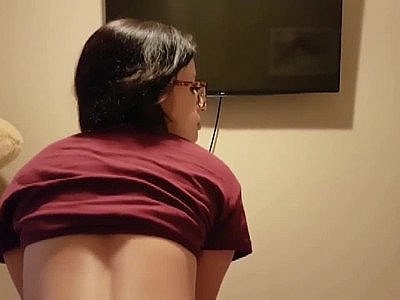 Easing it into her asshole for the first time