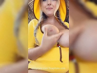 Lactating Blonde Braids Pigtails Pikachu Sucks & Spits Milk On Huge Boobs Bounci