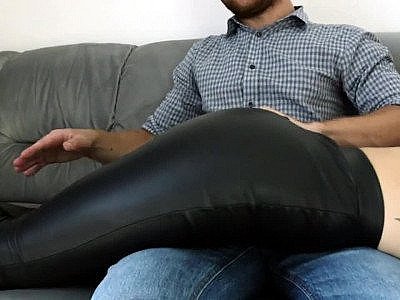 Sexy Wife in Leather Pants Spanked