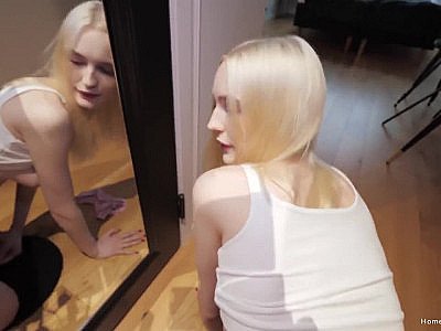 Cute blonde couldn't wait to suck and fuck his big cock