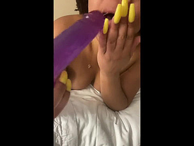 Ebony deepthroat and face fuck dildo