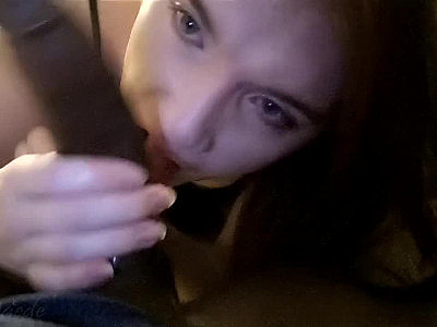 Femboy gives sloppy blowjob